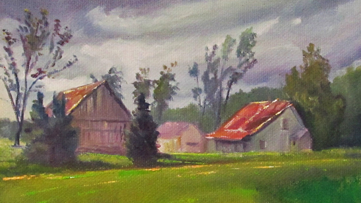 Gray Day at the Farm, 5×7 for $40