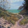 landscape art of a path in sand dunes along Lake Michigan