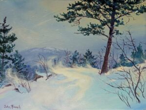 Swirling Snow on a Hill, 11x14 for $289 SOLD!